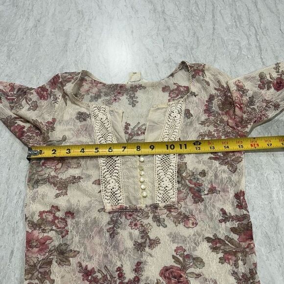 Denim & Supply Ralph Lauren Romantic Floral Mesh Cottagecore Sheer Top Size M - Picture 10 of 14